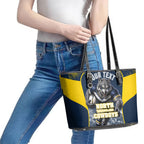 Personalised North Queensland Cowboys Mascot Rugby Leather Tote Bag Townsville Cityscape Athletic Graphic Print