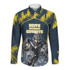 Personalised North Queensland Cowboys Mascot Rugby Long Sleeve Button Shirt Townsville Cityscape Athletic Graphic Print