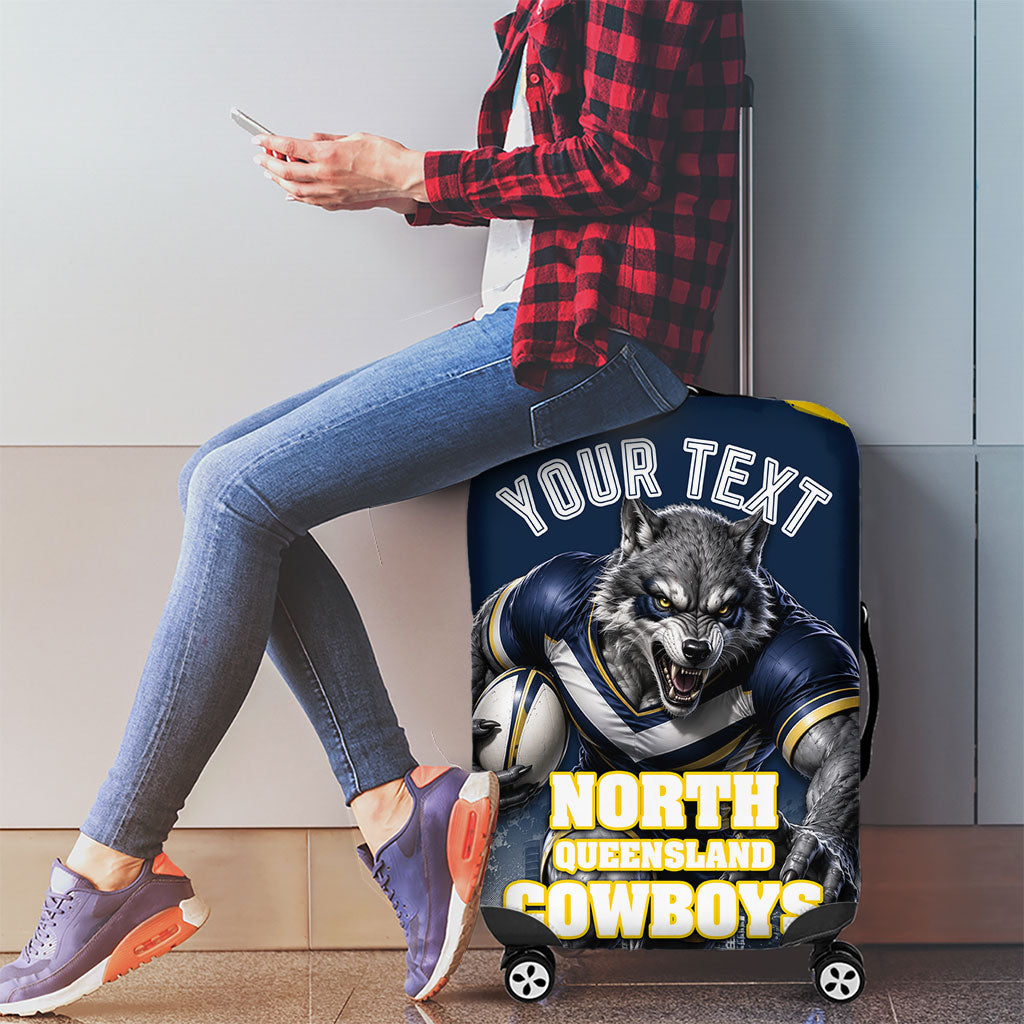 Personalised North Queensland Cowboys Mascot Rugby Luggage Cover Townsville Cityscape Athletic Graphic Print