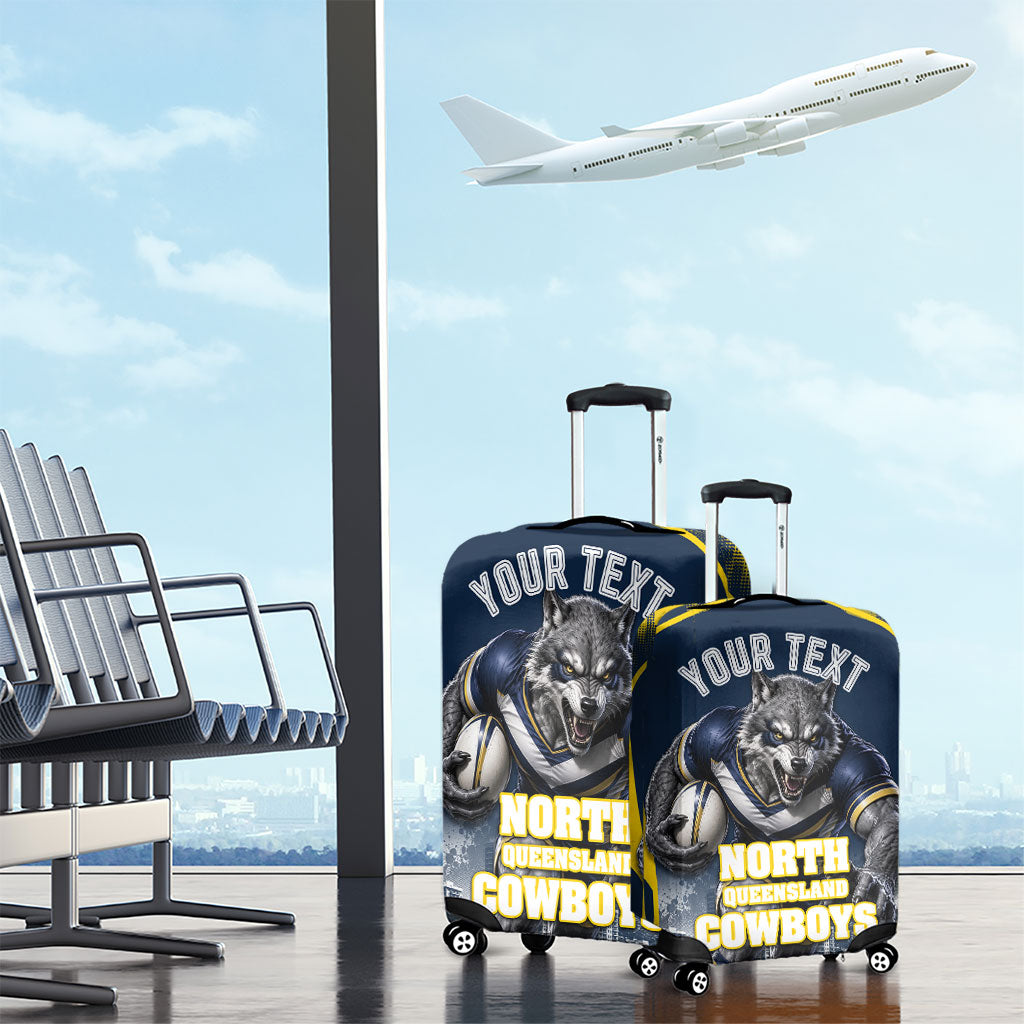 Personalised North Queensland Cowboys Mascot Rugby Luggage Cover Townsville Cityscape Athletic Graphic Print