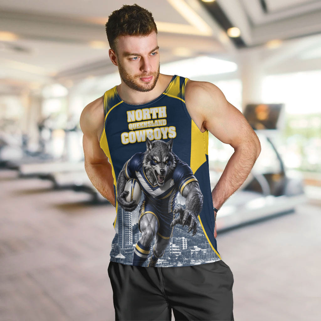 Personalised North Queensland Cowboys Mascot Rugby Men Tank Top Townsville Cityscape Athletic Graphic Print