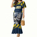 Personalised North Queensland Cowboys Mascot Rugby Mermaid Dress Townsville Cityscape Athletic Graphic Print