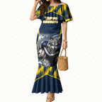 Personalised North Queensland Cowboys Mascot Rugby Mermaid Dress Townsville Cityscape Athletic Graphic Print