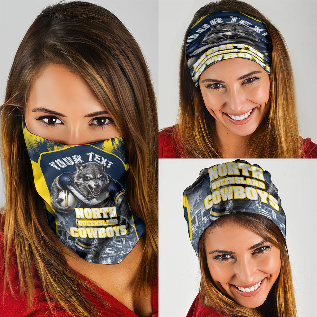 Personalised North Queensland Cowboys Mascot Rugby Neck Gaiter Townsville Cityscape Athletic Graphic Print