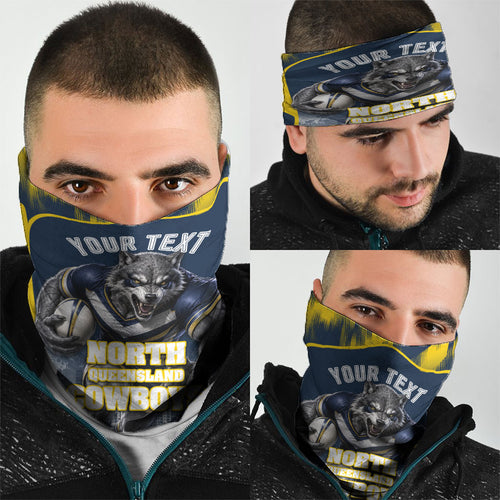 Personalised North Queensland Cowboys Mascot Rugby Neck Gaiter Townsville Cityscape Athletic Graphic Print