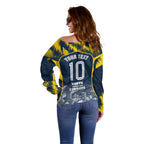 Personalised North Queensland Cowboys Mascot Rugby Off Shoulder Sweater Townsville Cityscape Athletic Graphic Print