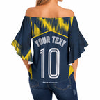 Personalised North Queensland Cowboys Mascot Rugby Off Shoulder Wrap Waist Top Townsville Cityscape Athletic Graphic Print