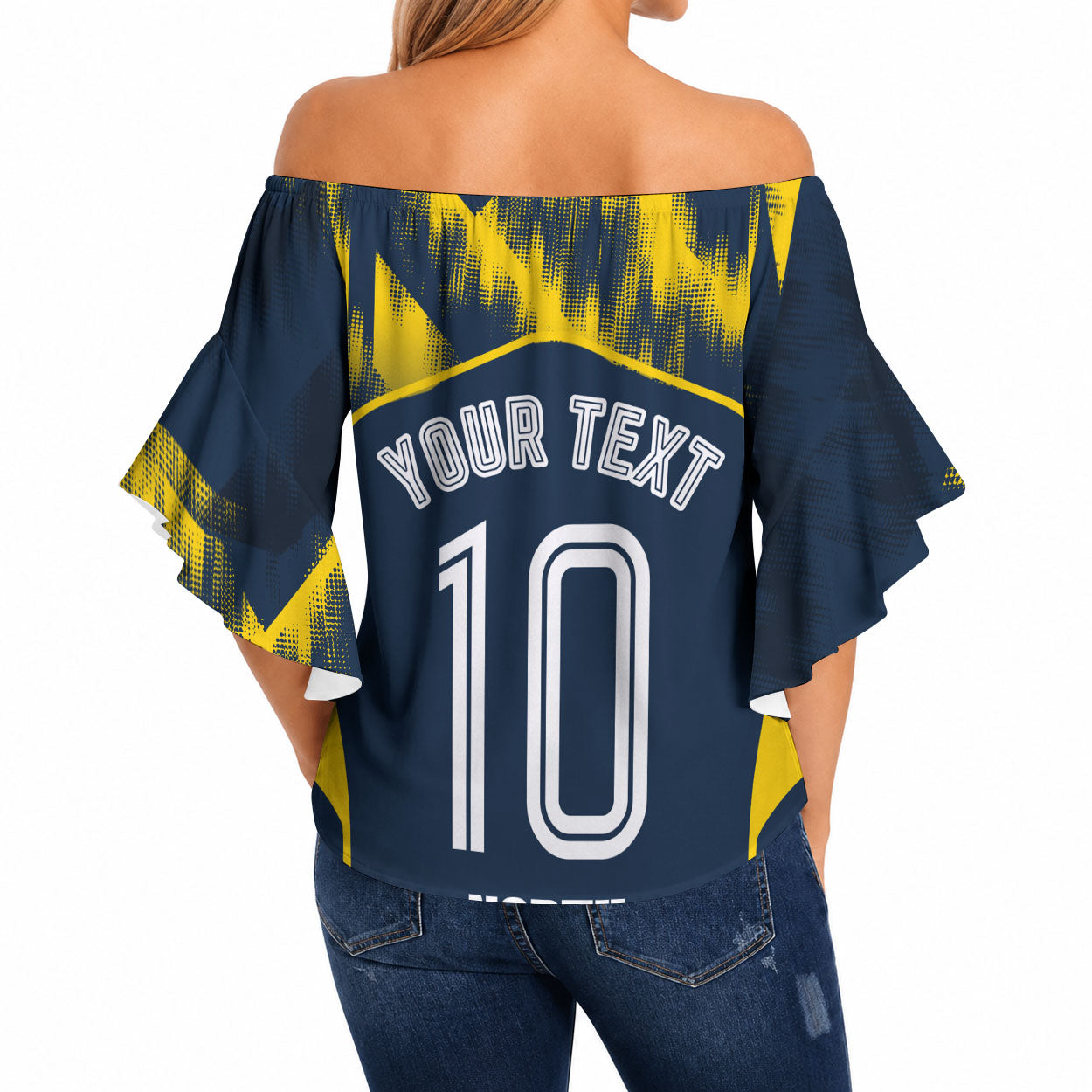 Personalised North Queensland Cowboys Mascot Rugby Off Shoulder Wrap Waist Top Townsville Cityscape Athletic Graphic Print