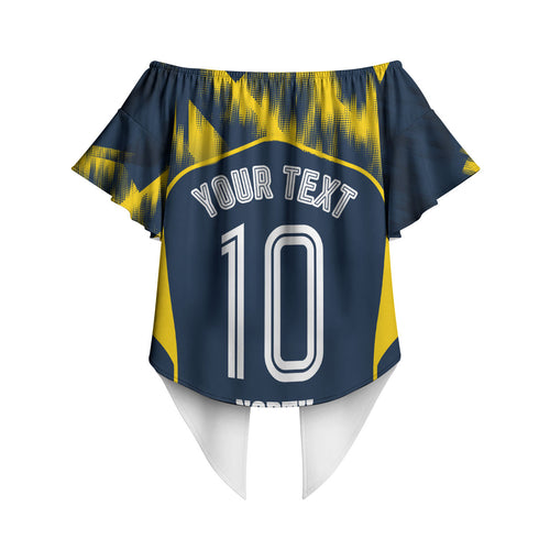 Personalised North Queensland Cowboys Mascot Rugby Off Shoulder Wrap Waist Top Townsville Cityscape Athletic Graphic Print