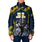 Personalised North Queensland Cowboys Mascot Rugby Padded Jacket Townsville Cityscape Athletic Graphic Print