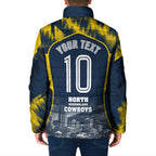 Personalised North Queensland Cowboys Mascot Rugby Padded Jacket Townsville Cityscape Athletic Graphic Print