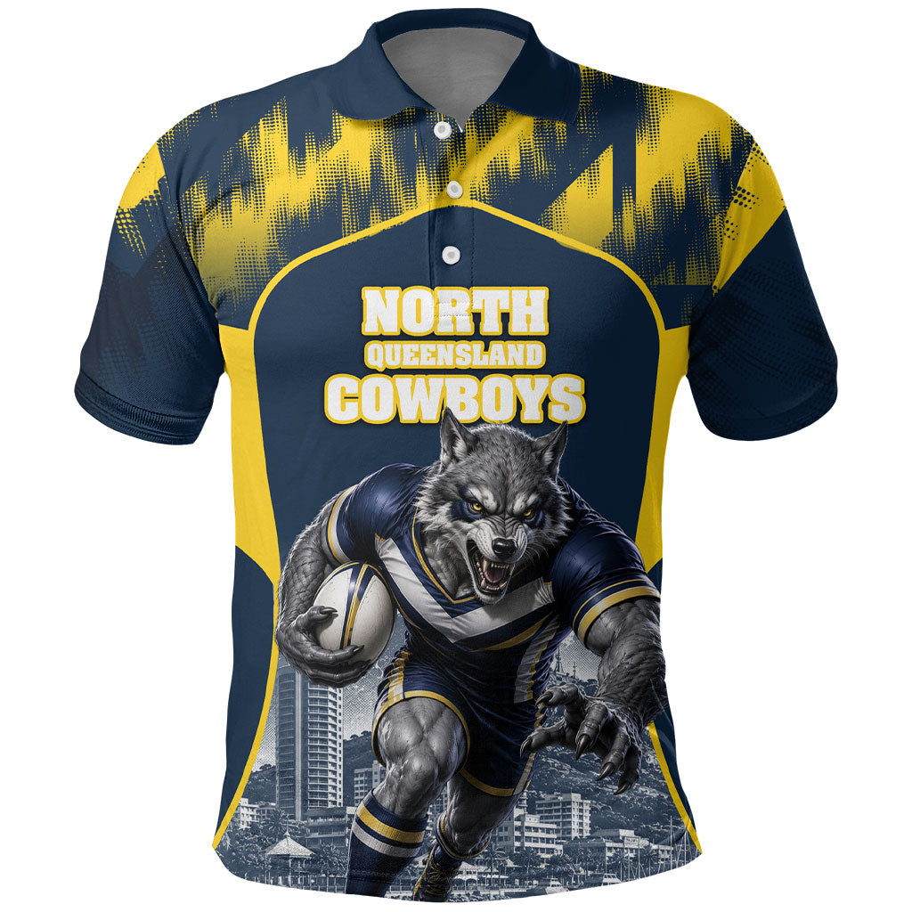 Personalised North Queensland Cowboys Mascot Rugby Polo Shirt Townsville Cityscape Athletic Graphic Print