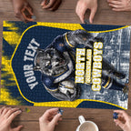Personalised North Queensland Cowboys Mascot Rugby Puzzle Townsville Cityscape Athletic Graphic Print