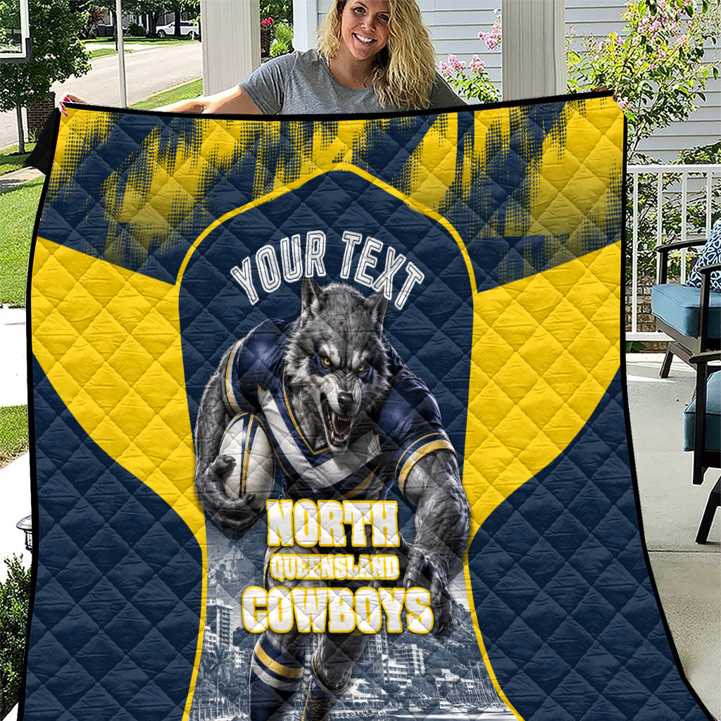 Personalised North Queensland Cowboys Mascot Rugby Quilt Townsville Cityscape Athletic Graphic Print