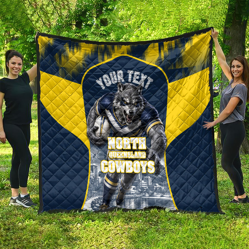 Personalised North Queensland Cowboys Mascot Rugby Quilt Townsville Cityscape Athletic Graphic Print