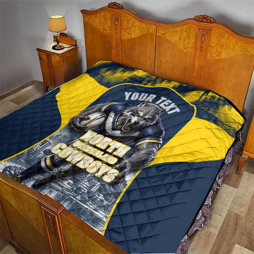 Personalised North Queensland Cowboys Mascot Rugby Quilt Townsville Cityscape Athletic Graphic Print