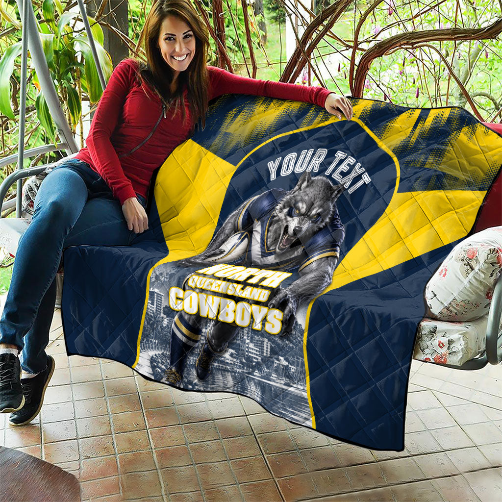Personalised North Queensland Cowboys Mascot Rugby Quilt Townsville Cityscape Athletic Graphic Print