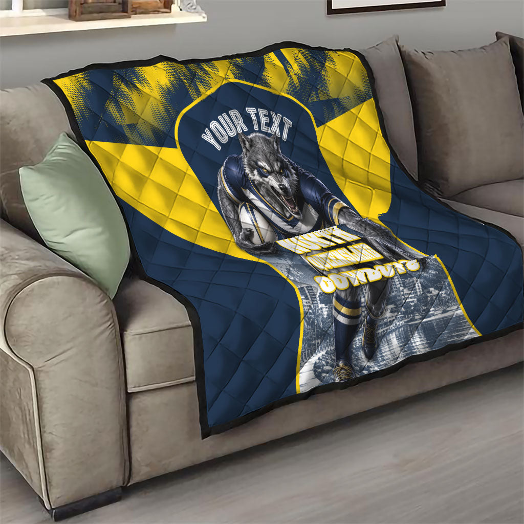 Personalised North Queensland Cowboys Mascot Rugby Quilt Townsville Cityscape Athletic Graphic Print