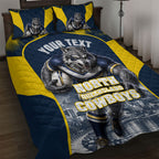 Personalised North Queensland Cowboys Mascot Rugby Quilt Bed Set Townsville Cityscape Athletic Graphic Print