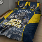 Personalised North Queensland Cowboys Mascot Rugby Quilt Bed Set Townsville Cityscape Athletic Graphic Print