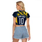 Personalised North Queensland Cowboys Mascot Rugby Raglan Cropped T Shirt Townsville Cityscape Athletic Graphic Print