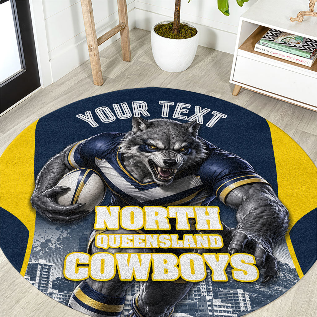 Personalised North Queensland Cowboys Mascot Rugby Round Carpet Townsville Cityscape Athletic Graphic Print