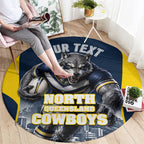 Personalised North Queensland Cowboys Mascot Rugby Round Carpet Townsville Cityscape Athletic Graphic Print
