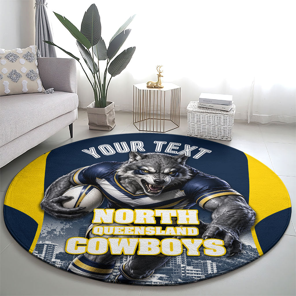Personalised North Queensland Cowboys Mascot Rugby Round Carpet Townsville Cityscape Athletic Graphic Print