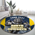 Personalised North Queensland Cowboys Mascot Rugby Round Carpet Townsville Cityscape Athletic Graphic Print