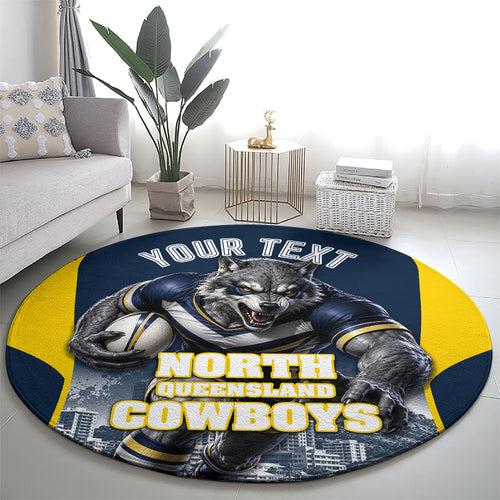 Personalised North Queensland Cowboys Mascot Rugby Round Carpet Townsville Cityscape Athletic Graphic Print