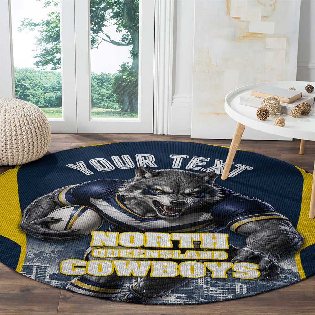 Personalised North Queensland Cowboys Mascot Rugby Round Carpet Townsville Cityscape Athletic Graphic Print