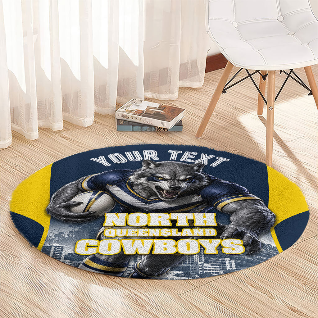 Personalised North Queensland Cowboys Mascot Rugby Round Carpet Townsville Cityscape Athletic Graphic Print