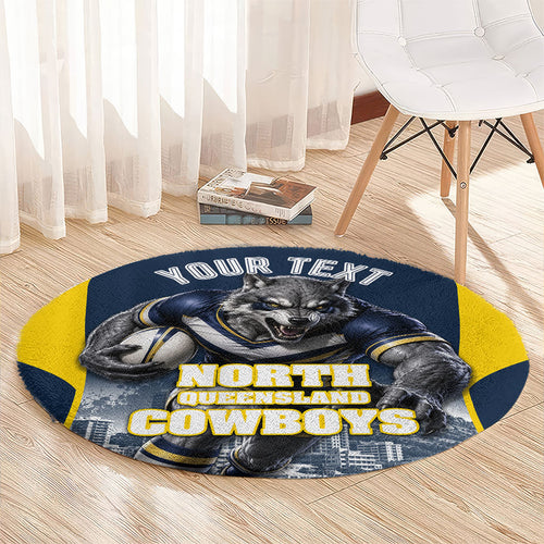 Personalised North Queensland Cowboys Mascot Rugby Round Carpet Townsville Cityscape Athletic Graphic Print