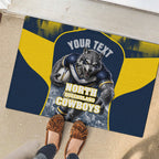 Personalised North Queensland Cowboys Mascot Rugby Rubber Doormat Townsville Cityscape Athletic Graphic Print