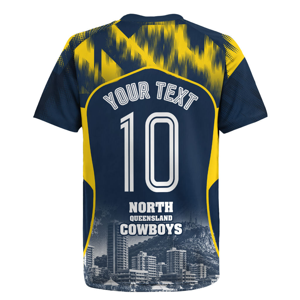 Personalised North Queensland Cowboys Mascot Rugby Rugby Jersey Townsville Cityscape Athletic Graphic Print