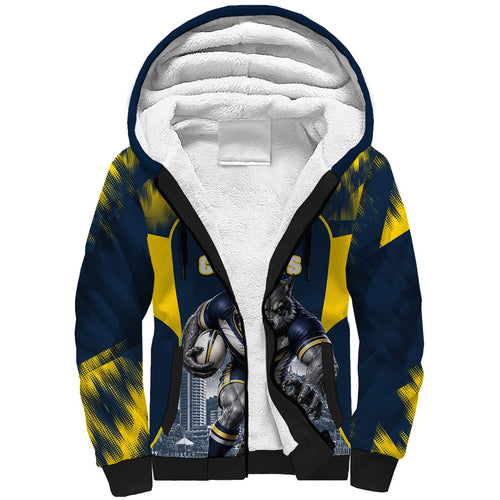 Personalised North Queensland Cowboys Mascot Rugby Sherpa Hoodie Townsville Cityscape Athletic Graphic Print