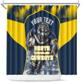 Personalised North Queensland Cowboys Mascot Rugby Shower Curtain Townsville Cityscape Athletic Graphic Print