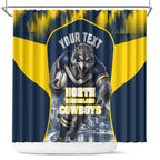 Personalised North Queensland Cowboys Mascot Rugby Shower Curtain Townsville Cityscape Athletic Graphic Print