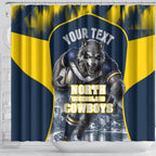 Personalised North Queensland Cowboys Mascot Rugby Shower Curtain Townsville Cityscape Athletic Graphic Print