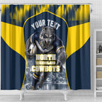 Personalised North Queensland Cowboys Mascot Rugby Shower Curtain Townsville Cityscape Athletic Graphic Print