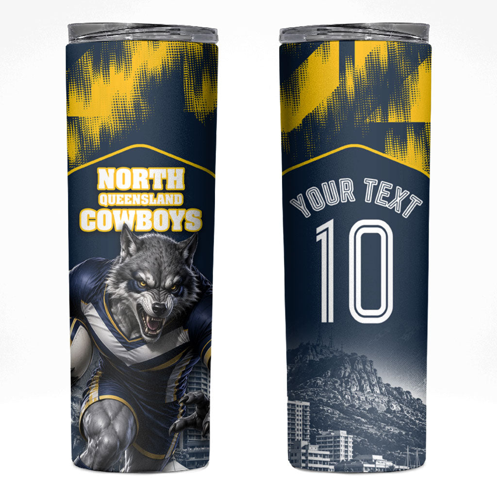 Personalised North Queensland Cowboys Mascot Rugby Skinny Tumbler Townsville Cityscape Athletic Graphic Print