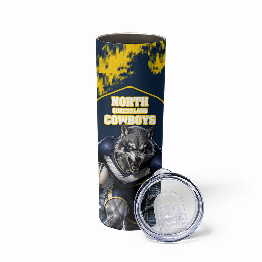 Personalised North Queensland Cowboys Mascot Rugby Skinny Tumbler Townsville Cityscape Athletic Graphic Print