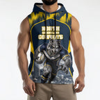 Personalised North Queensland Cowboys Mascot Rugby Sleeveless Hoodie Townsville Cityscape Athletic Graphic Print