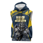 Personalised North Queensland Cowboys Mascot Rugby Sleeveless Zip Hoodie Townsville Cityscape Athletic Graphic Print