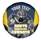 Personalised North Queensland Cowboys Mascot Rugby Spare Tire Cover Townsville Cityscape Athletic Graphic Print