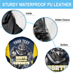 Personalised North Queensland Cowboys Mascot Rugby Spare Tire Cover Townsville Cityscape Athletic Graphic Print