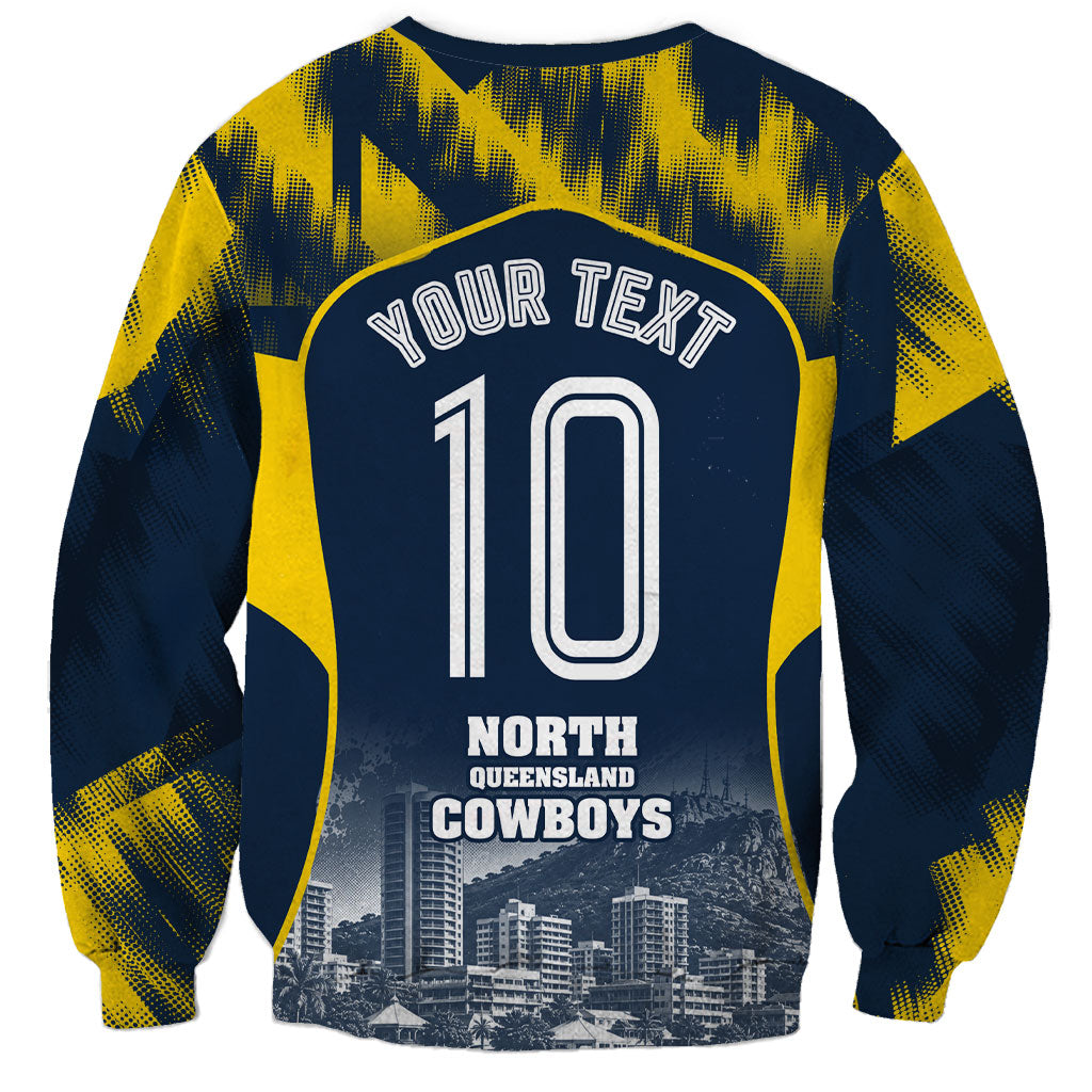 Personalised North Queensland Cowboys Mascot Rugby Sweatshirt Townsville Cityscape Athletic Graphic Print