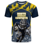 Personalised North Queensland Cowboys Mascot Rugby T Shirt Townsville Cityscape Athletic Graphic Print