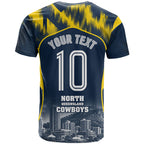Personalised North Queensland Cowboys Mascot Rugby T Shirt Townsville Cityscape Athletic Graphic Print