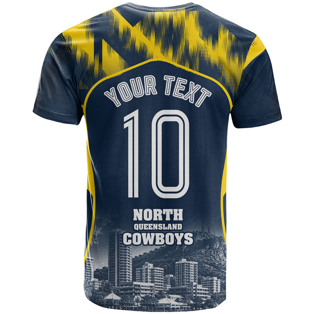 Personalised North Queensland Cowboys Mascot Rugby T Shirt Townsville Cityscape Athletic Graphic Print